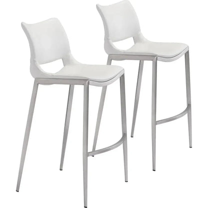 Ace White & Silver Bar Chair (Set of 2)