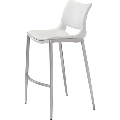 Ace White & Silver Bar Chair (Set of 2)