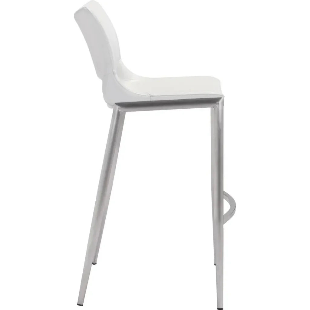 Ace White & Silver Bar Chair (Set of 2)