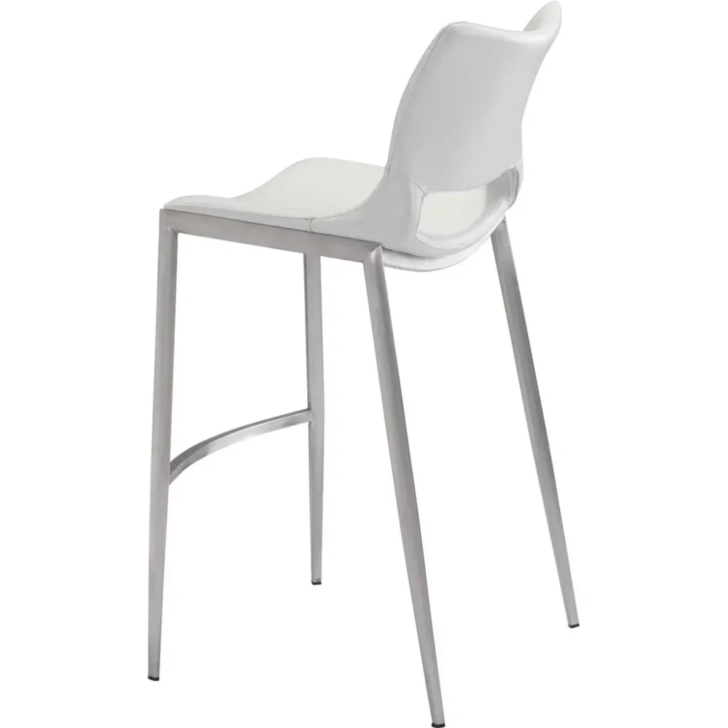Ace White & Silver Bar Chair (Set of 2)