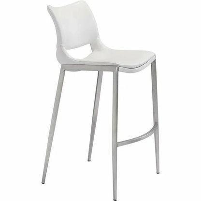 Ace White & Silver Bar Chair (Set of 2)