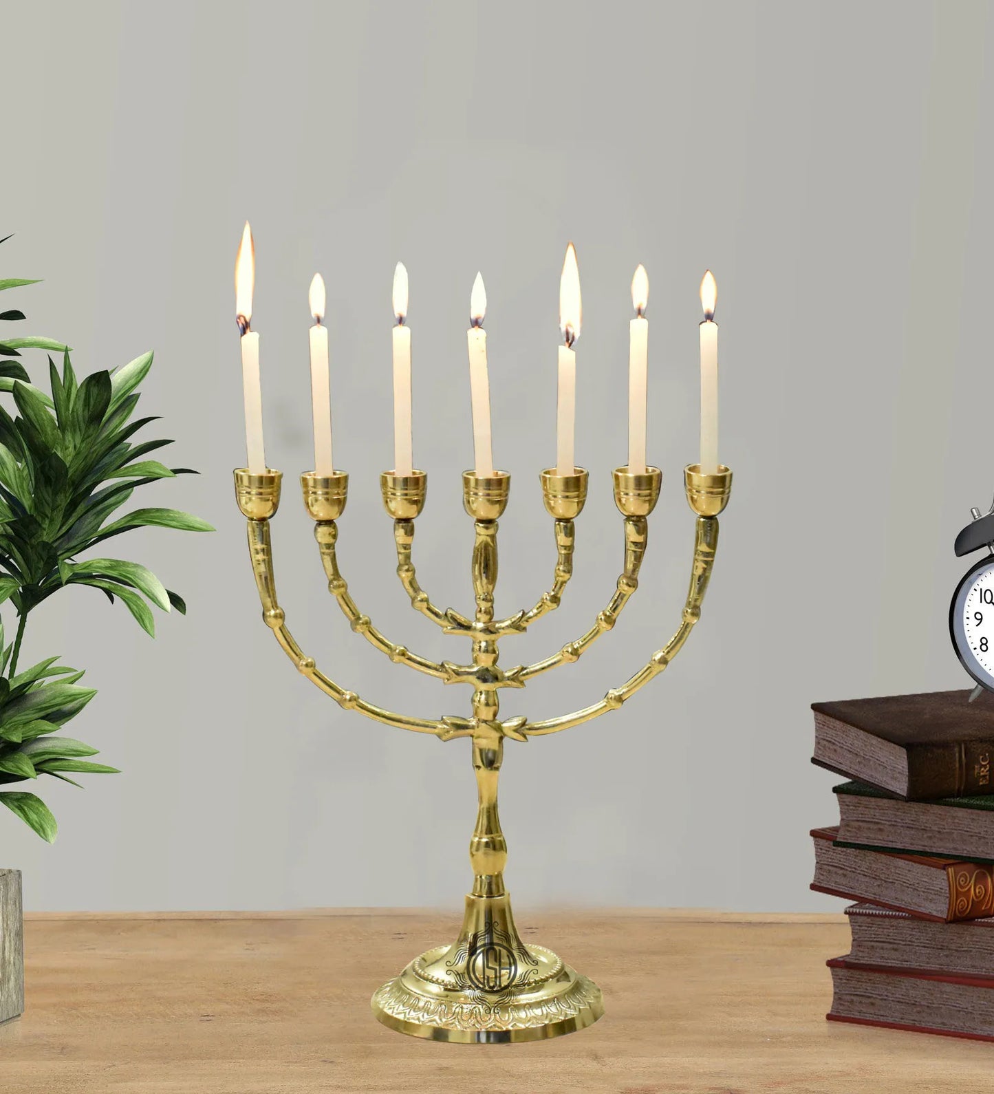 7 Branch Brass Menorah Candle Holder High Quality Customizable Top Table Menorah for Christmas-Durable Eco-Friendly Handmade
