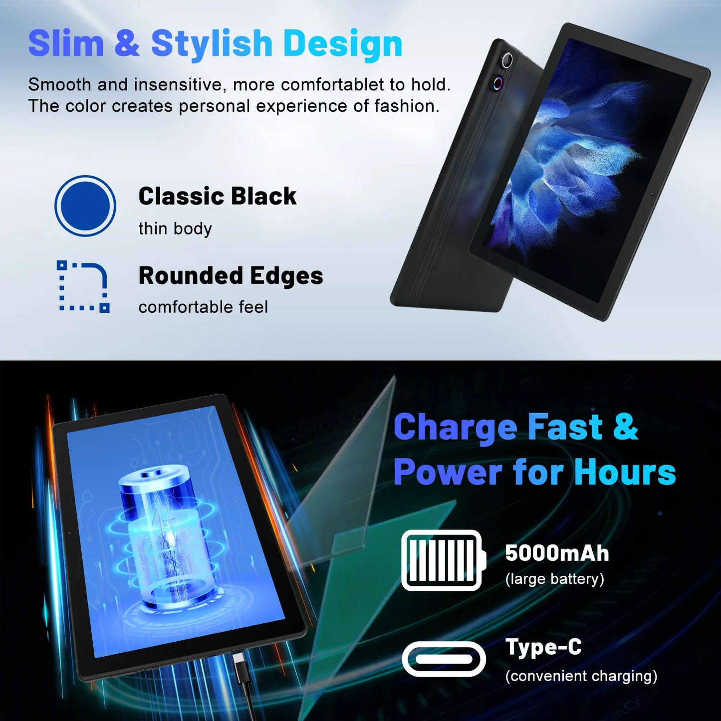 A10L 10 Inch Android 14 Tablet Face Unlock HD IPS Screen Octa-Core 12GB+64GB Protective Case Stylus Keyboard Mouse Headphones