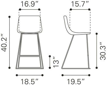Adele Orange Fabric Barstool 2PC