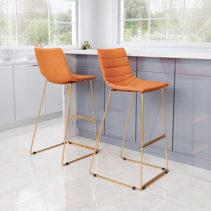 Adele Orange Fabric Barstool 2PC