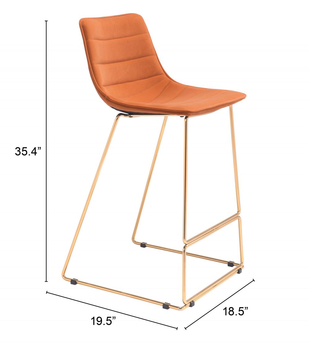 Adele Orange Fabric Barstool 2PC