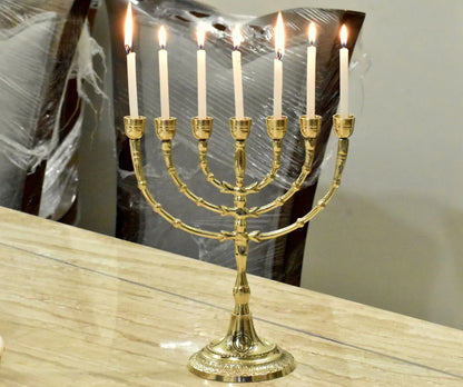 7 Branch Brass Menorah Candle Holder High Quality Customizable Top Table Menorah for Christmas-Durable Eco-Friendly Handmade