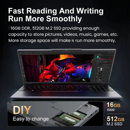 2026 New Notebook Windows 11 15.6 inch Laptop Fingerprint UnIock Intel Core i9-10980HK 16GB RAM 1/2TB SSD Office Gaming Laptops