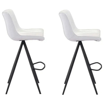 Aki White & Walnut Bar Chair (Set of 2)