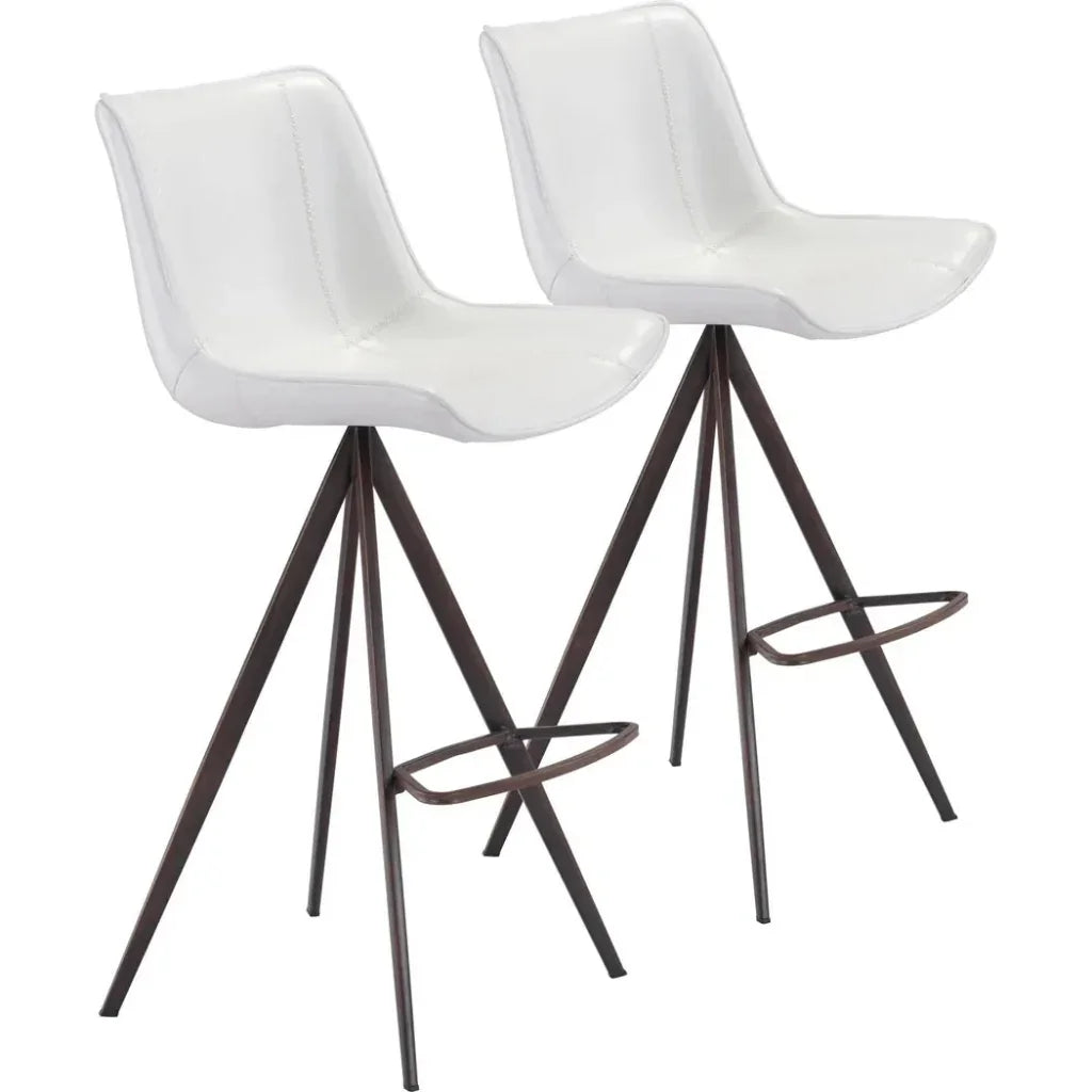Aki White & Walnut Bar Chair (Set of 2)