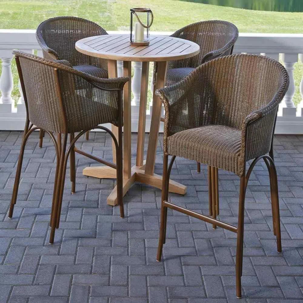 All Seasons Balcony Stool Padded Seat Wicker Outdoor
