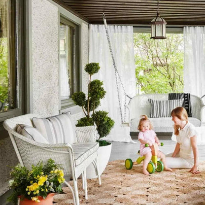 All Seasons Settee Swing Padded Seat Wicker Outdoor