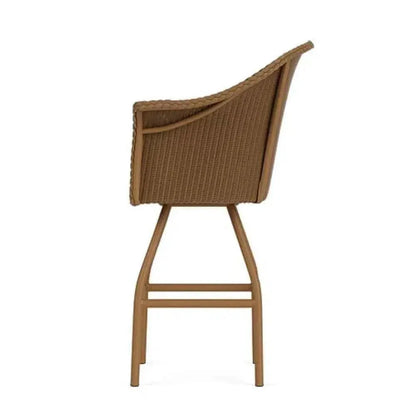 All Seasons Swivel Bar Stool Padded Seat Wicker Outdoor