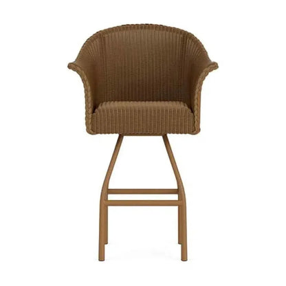 All Seasons Swivel Bar Stool Padded Seat Wicker Outdoor