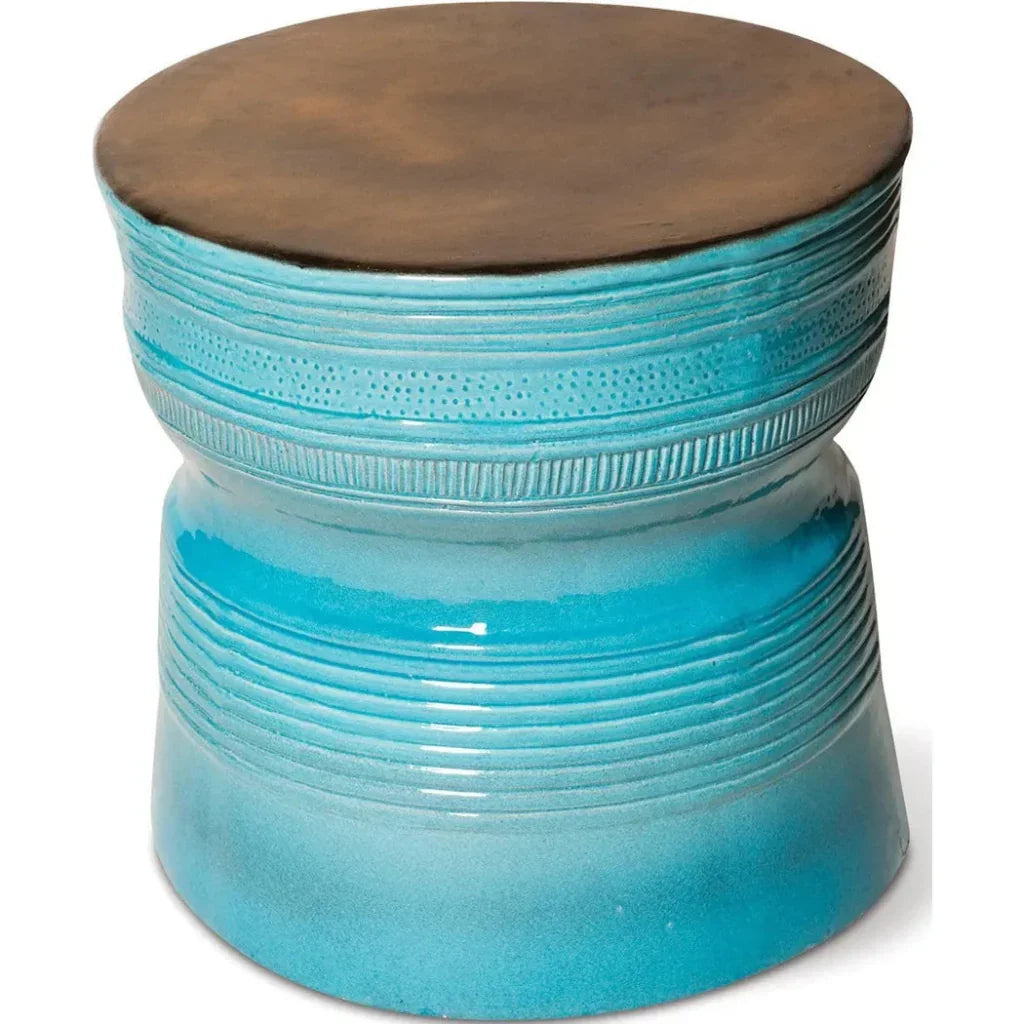 Ancaris Ring Blue Outdoor End Table