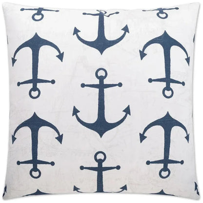 Anchors Navy Blue Throw Pillow With Insert