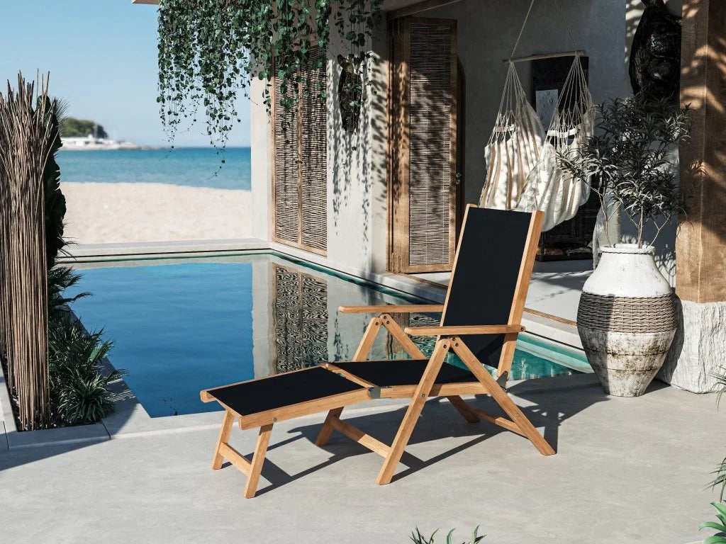 Aquitania Teak Patio Folding Lounge Deck Chair