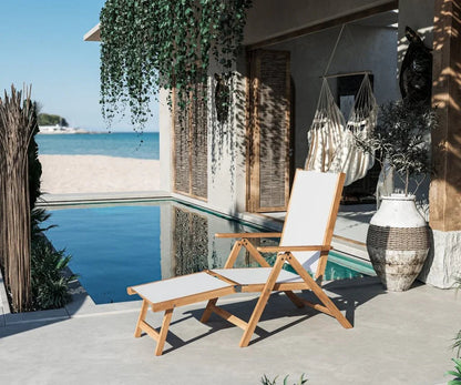 Aquitania Teak Patio Folding Lounge Deck Chair
