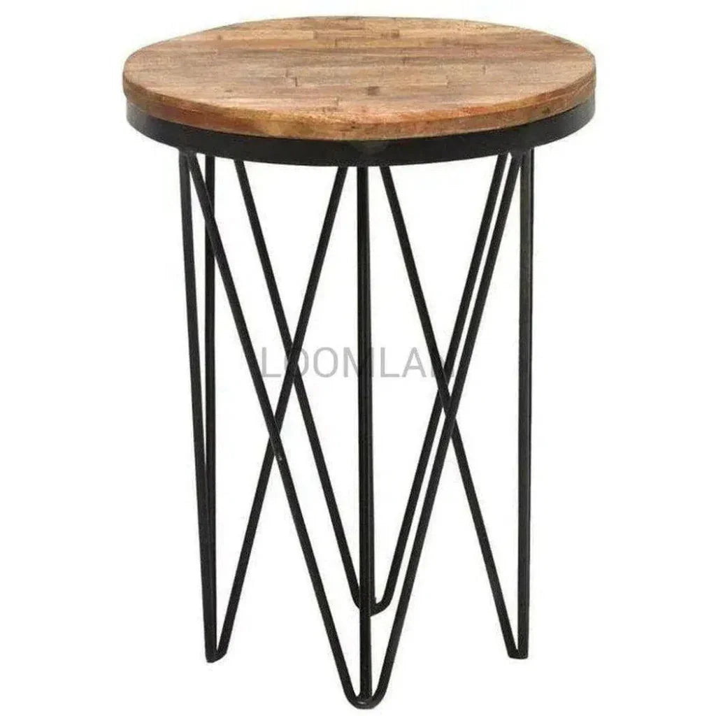 Arymira Reclaimed Wood Round Side Table