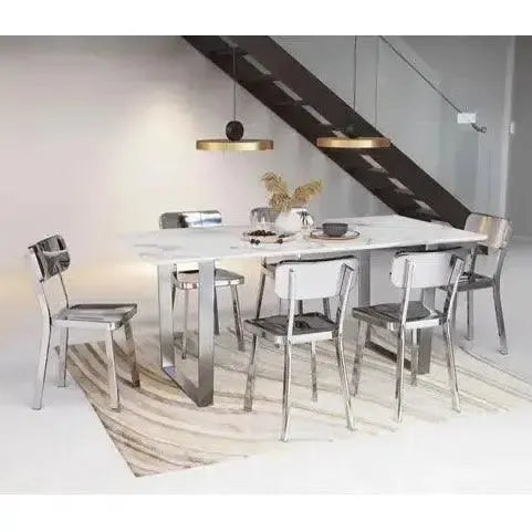 Atlas Dining Table White & Silver