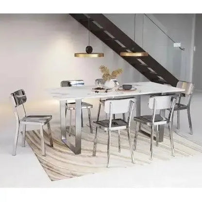 Atlas Dining Table White & Silver