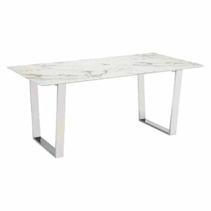 Atlas Dining Table White & Silver