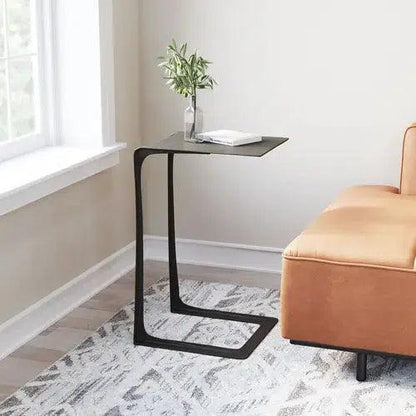 Atom Side Table Black with Steel Frame