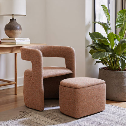 Atria Tawny Brown Fabric Club Chair with Ottoman