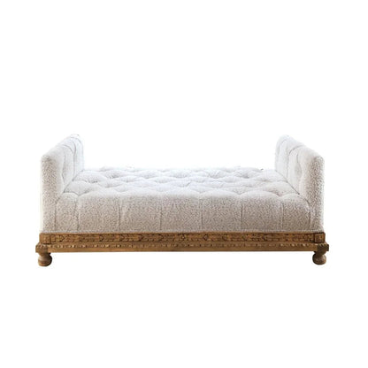 Ava Elegant Design White Fabric Chaise