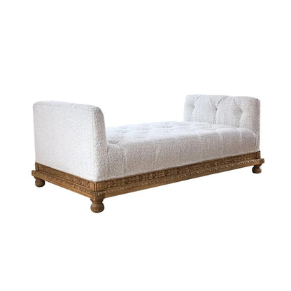 Ava Elegant Design White Fabric Chaise
