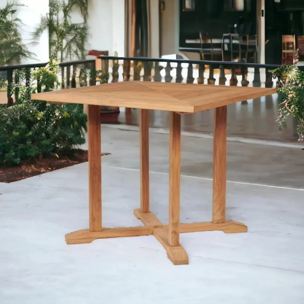 Avery Square Teak Outdoor Dining Table with Umbrella Hole