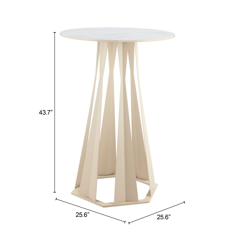 Axis Faux Marble Top White Bar Table