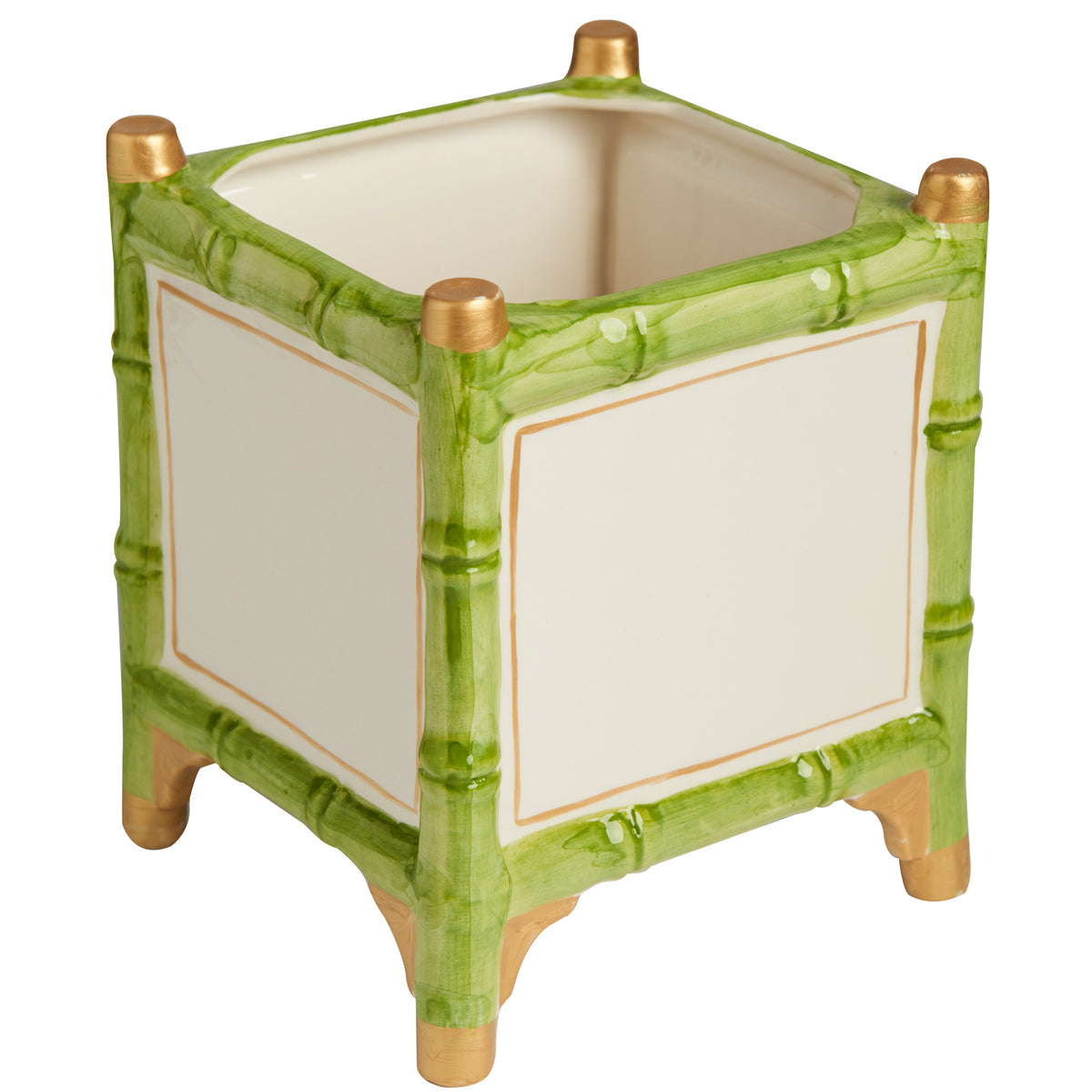 Bamboo Pattern Ceramic Cachepot 2PC