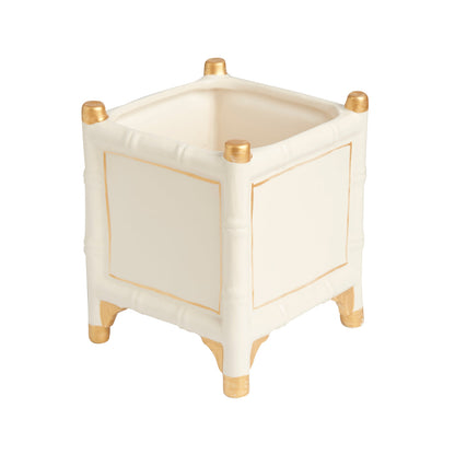 Bamboo Pattern Ceramic Cachepot 2PC