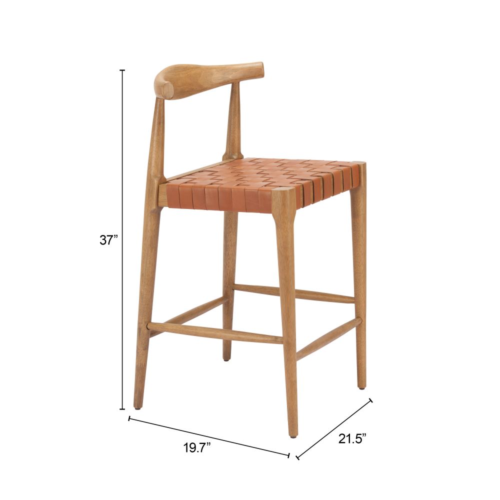 Bandani Tan Leather Counter Stool