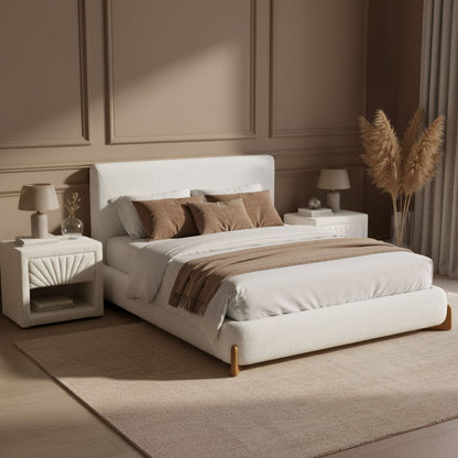 Baris Ivory Textured Fabric Bed
