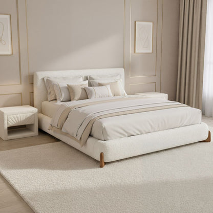 Baris Ivory Textured Fabric Bed