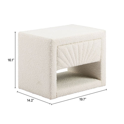 Baris Ivory Textured Fabric Nightstand Ivory