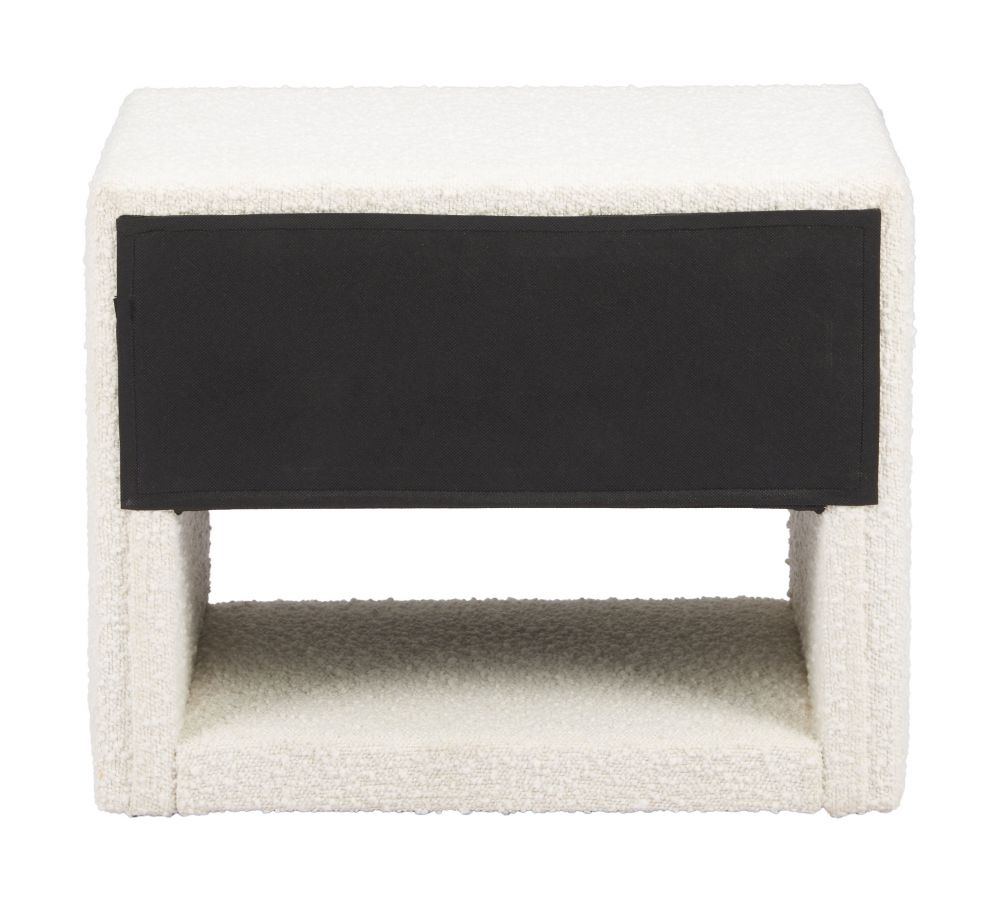 Baris Ivory Textured Fabric Nightstand Ivory