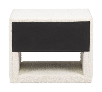 Baris Ivory Textured Fabric Nightstand Ivory