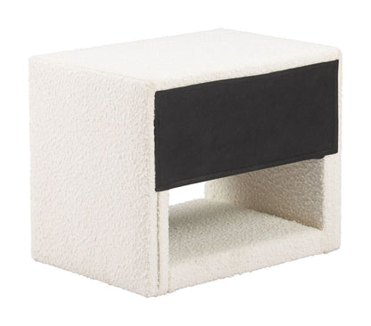 Baris Ivory Textured Fabric Nightstand Ivory