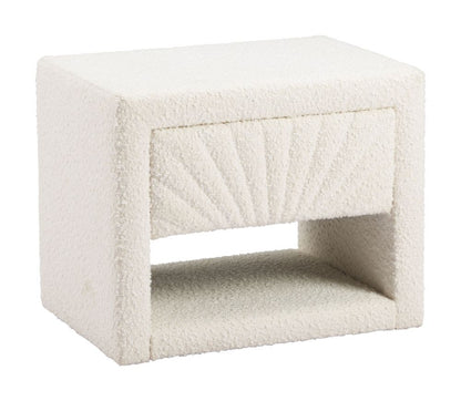 Baris Ivory Textured Fabric Nightstand Ivory