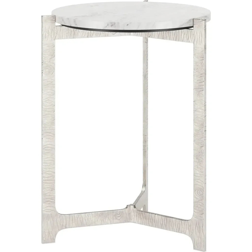 Barmas Marble and Aluminum Round Side Table