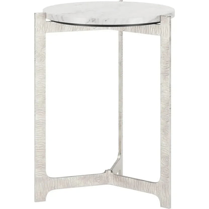 Barmas Marble and Aluminum Round Side Table
