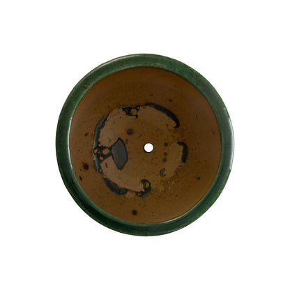 Barrel Green Ceramic Outdoor Planter