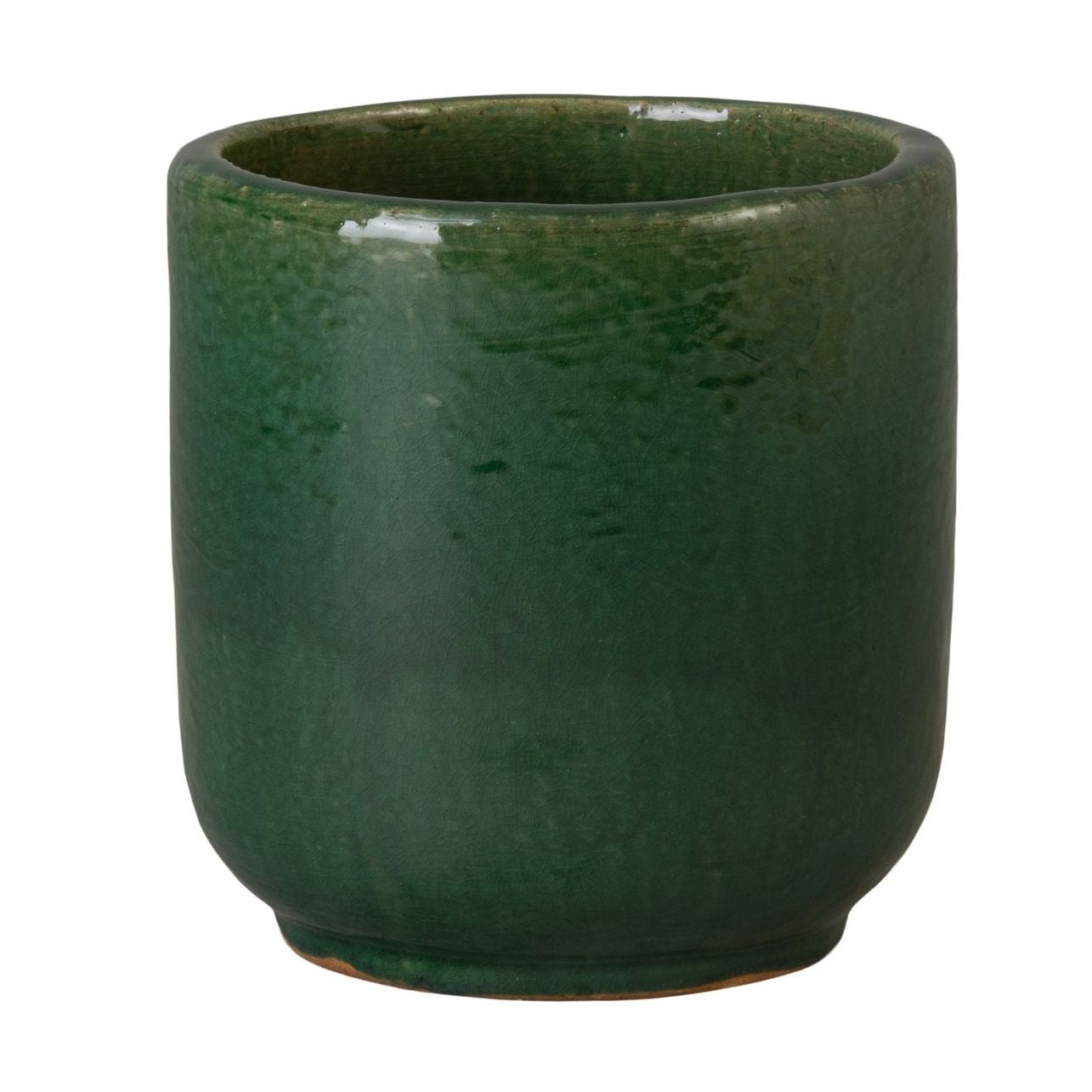 Barrel Green Ceramic Outdoor Planter