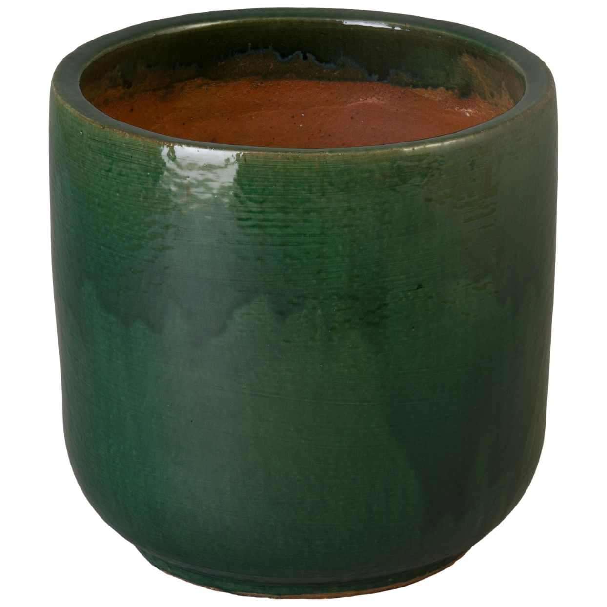 Barrel Green Ceramic Outdoor Planter