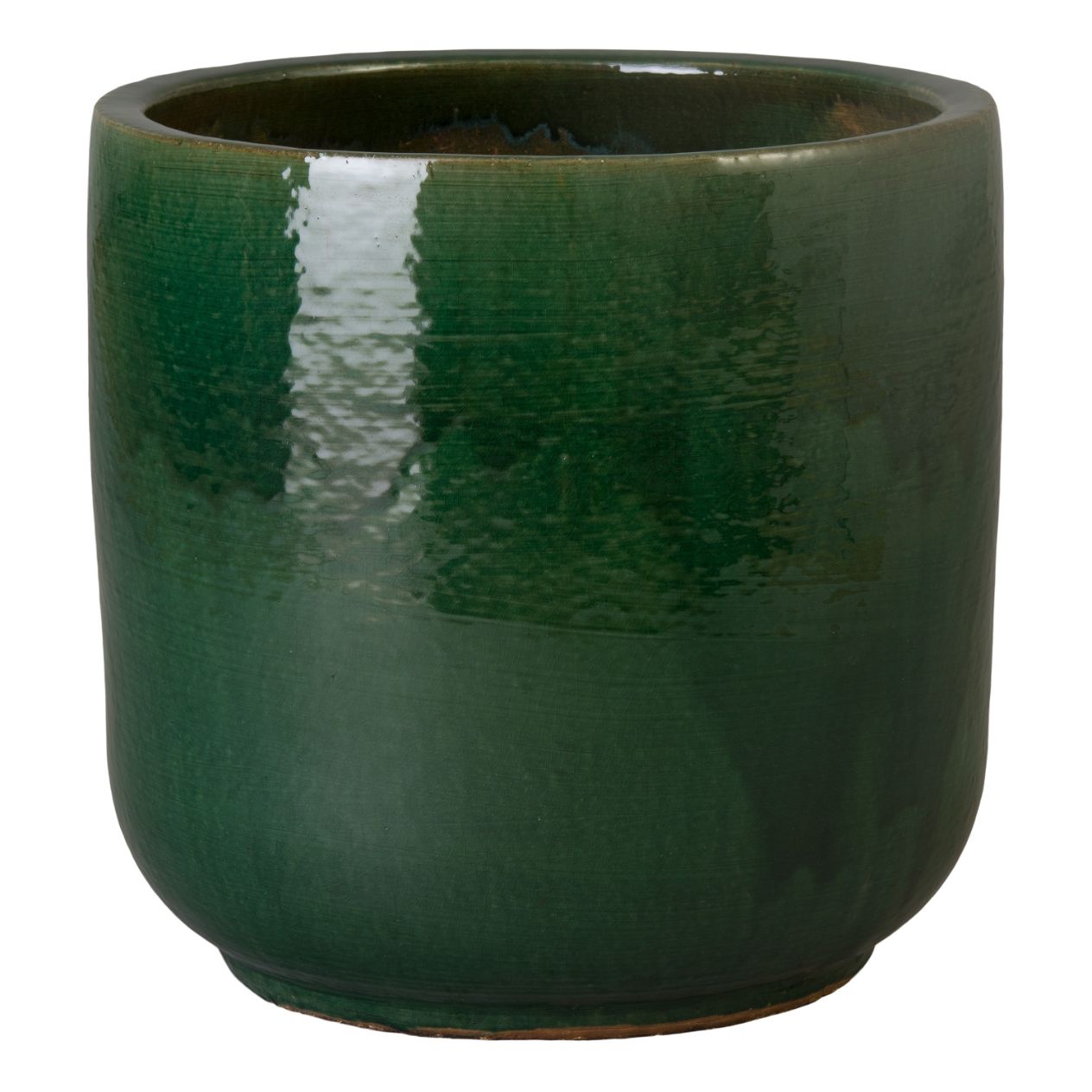 Barrel Green Ceramic Outdoor Planter