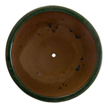 Barrel Green Ceramic Outdoor Planter