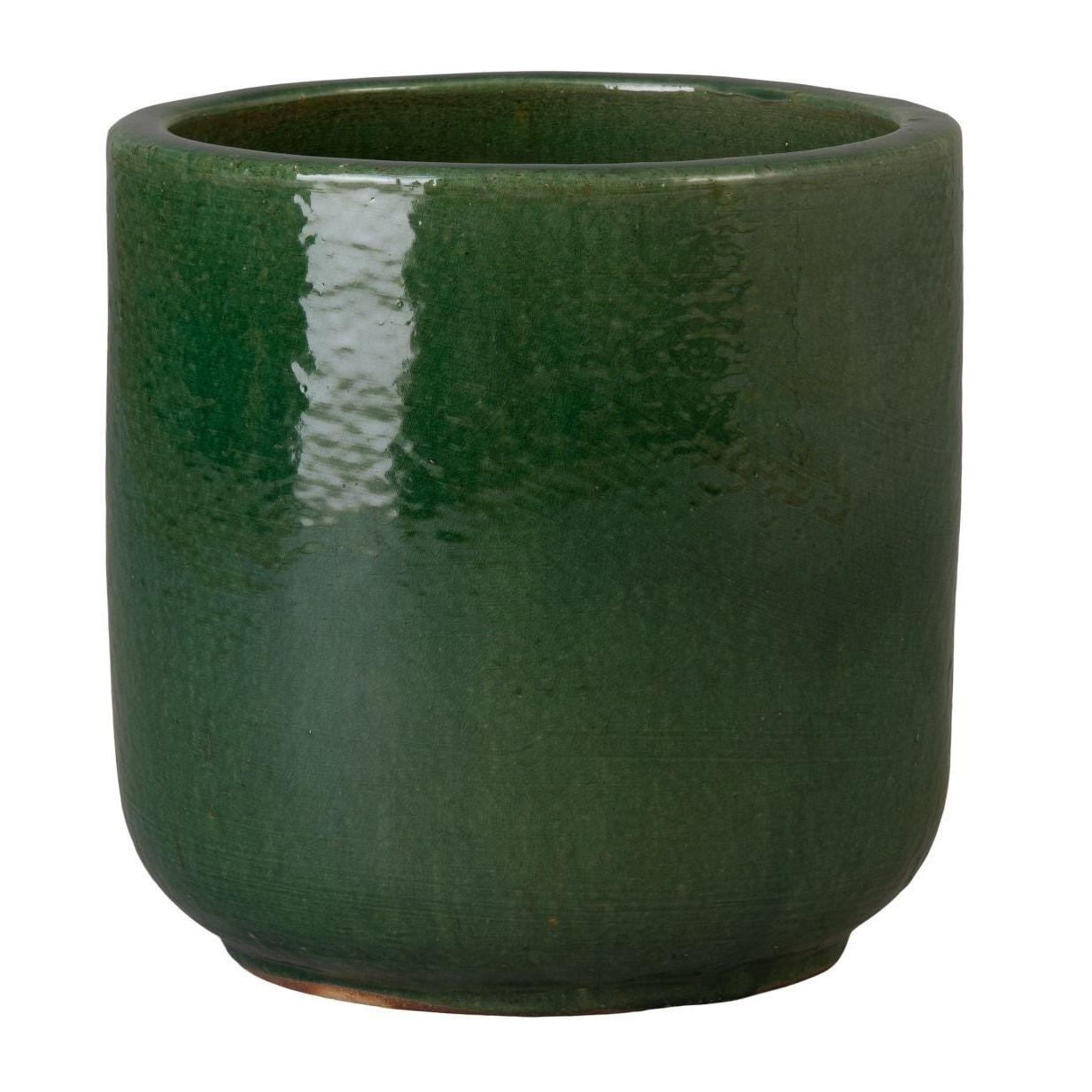Barrel Green Ceramic Outdoor Planter